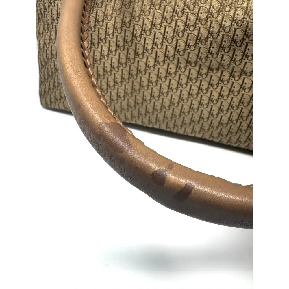 Dior Y2K John Galliano Monogram Detective Frame Beige Canvas Leather Bag